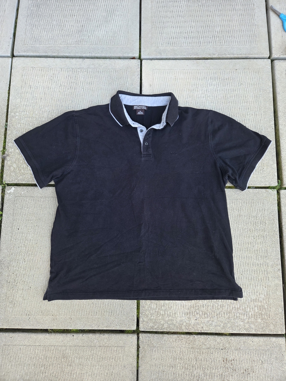 Michael Kors Men’s Black Polo with Light Gray Contrast Collar